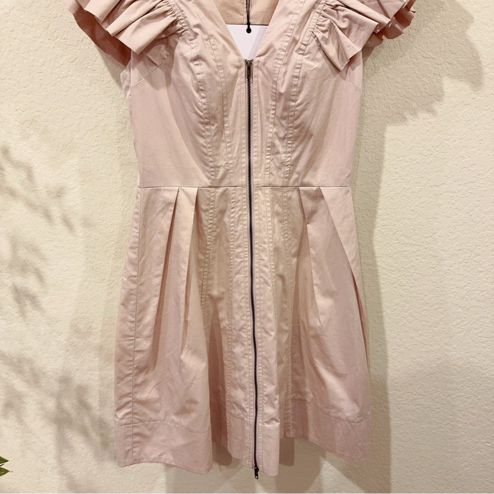 En Saison Leighton Ruffled Mini Dress in Stone Beige Size Small NWT - Picture 3 of 7